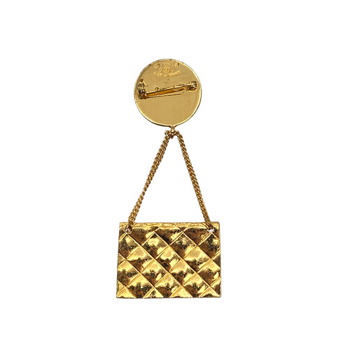 VINTAGE CHANEL BROOCH MATELASSE BAG MOTIF GOLD ACCESSORY 25 90321024