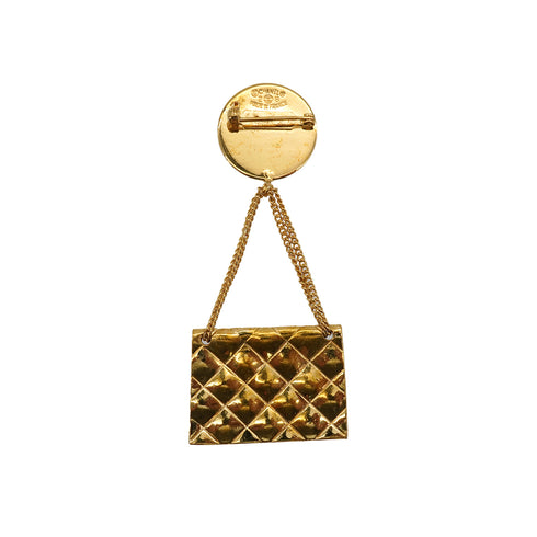 VINTAGE CHANEL BROOCH MATELASSE BAG MOTIF GOLD ACCESSORY 28 90339148