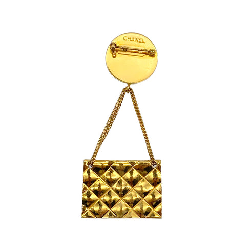 VINTAGE CHANEL BROOCH MATELASSE BAG MOTIF GOLD ACCESSORY 90319592