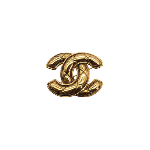 VINTAGE CHANEL BROOCH MATELASSE COCOMARK GOLD ACCESSORY 90313283