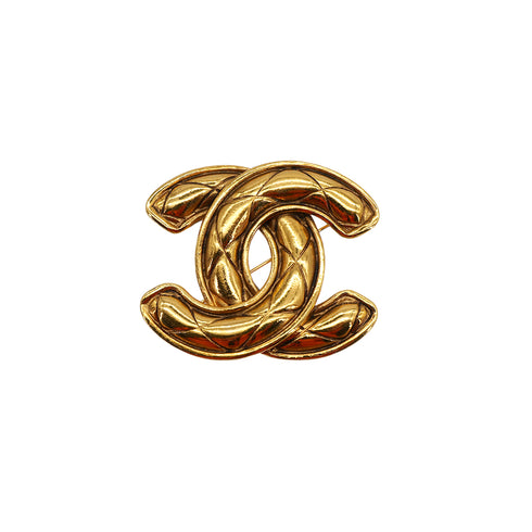 VINTAGE CHANEL BROOCH MATELASSE COCOMARK GOLD ACCESSORY 90321047