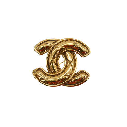 VINTAGE CHANEL BROOCH MATELASSE COCOMARK GOLD ACCESSORY 90321143