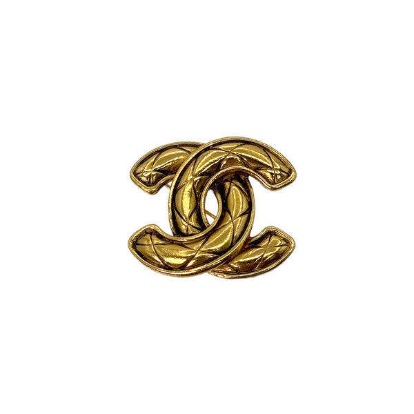 VINTAGE CHANEL BROOCH MATELASSE COCOMARK GOLD ACCESSORY 90322537