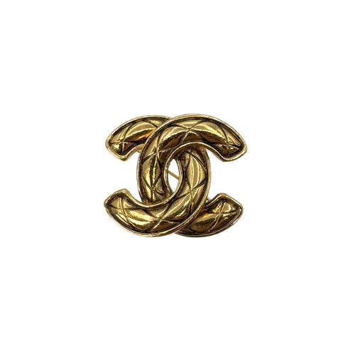 VINTAGE CHANEL BROOCH MATELASSE COCOMARK GOLD ACCESSORY 90322538