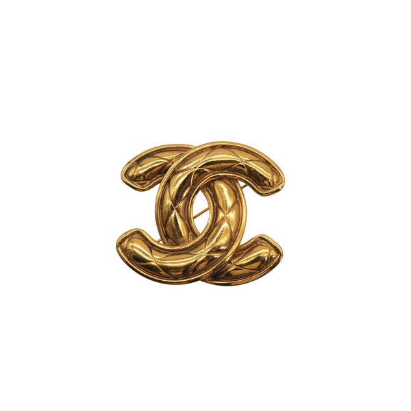 VINTAGE CHANEL BROOCH MATELASSE COCOMARK GOLD ACCESSORY 90323177