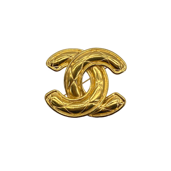 VINTAGE CHANEL BROOCH MATELASSE COCOMARK GOLD ACCESSORY 90323989