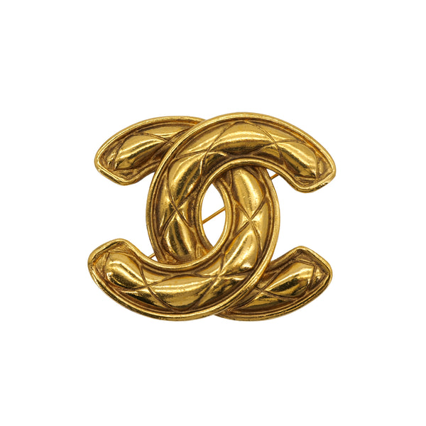 VINTAGE CHANEL COCOMARK BROOCH MATELASSE GOLD ACCESSORY 90324109