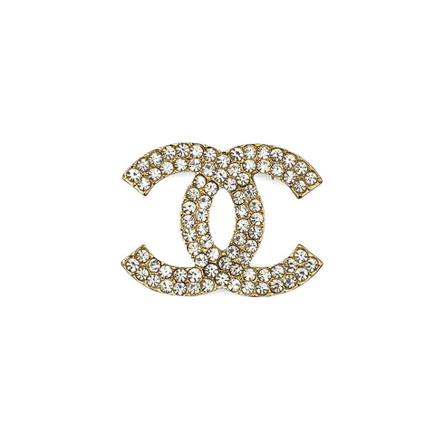 VINTAGE CHANEL BROOCH MATELASSE COCOMARK RHINESTONE GOLD ACCESSORY 02P 90319704