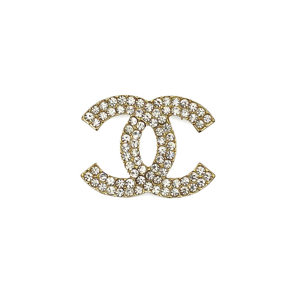 VINTAGE CHANEL BROOCH MATELASSE COCOMARK RHINESTONE GOLD ACCESSORY 02P 90319704