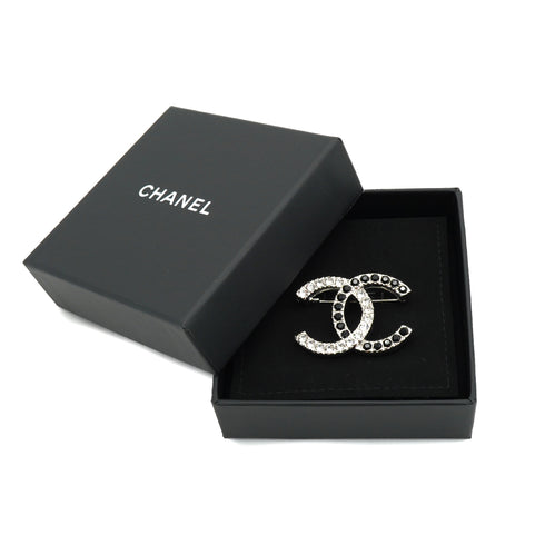 CHANEL BROOCH RHINESTONE COCOMARK SILVER ACCESSORY B22A 90335808