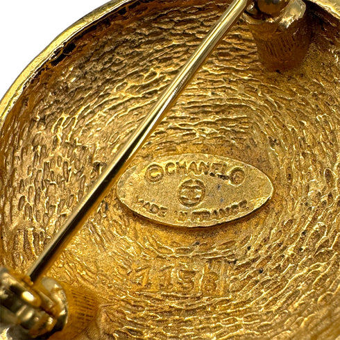 VINTAGE CHANEL BROOCH ROUND COCOMARK GOLD ACCESSORY 90322936