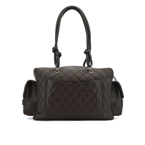 VINTAGE CHANEL CAMBON LINE MATELASSE MULTIPOCKET TOTE BAG BROWN BEIGE LEATHER SILVER HARDWARE 90339643