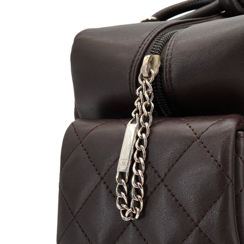 VINTAGE CHANEL CAMBON LINE MATELASSE MULTIPOCKET TOTE BAG BROWN BEIGE LEATHER SILVER HARDWARE 90339643