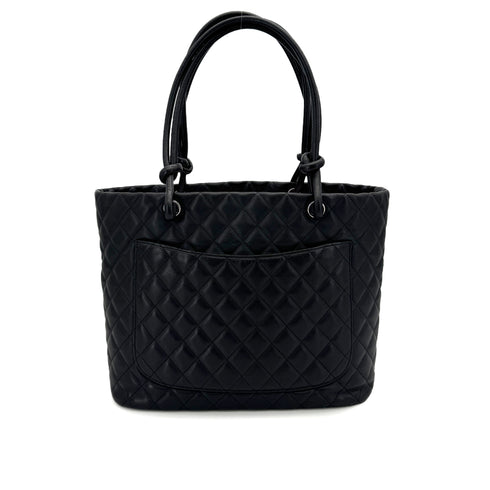 CHANEL CAMBON LINE LARGE TOTE BAG BLACK LEATHER ENAMEL 90318211