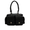 VINTAGE CHANEL CAMBON MULTIPOCKET SHOULDER BAG BLACK LEATHER SILVER HARDWARE 90346669