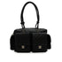 VINTAGE CHANEL CAMBON MULTIPOCKET SHOULDER BAG BLACK LEATHER SILVER HARDWARE 90346669