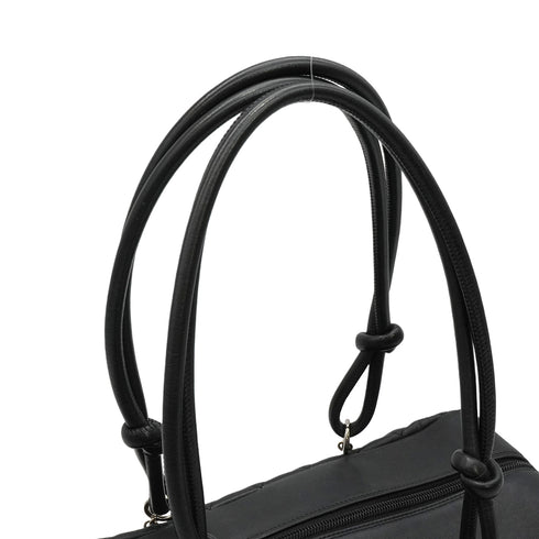 VINTAGE CHANEL CAMBON MULTIPOCKET SHOULDER BAG BLACK LEATHER SILVER HARDWARE 90346669
