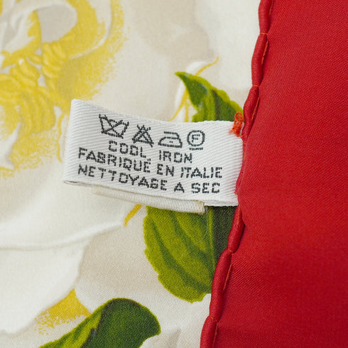 VINTAGE CHANEL CAMELLIA FLOWER PATTERN SCARF RED SILK 90328135