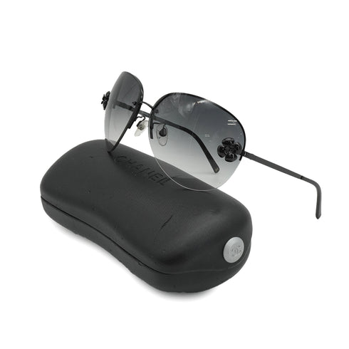 VINTAGE CHANEL CAMELLIA LOGO SUNGLASSES BLACK EYEWEAR 90334278