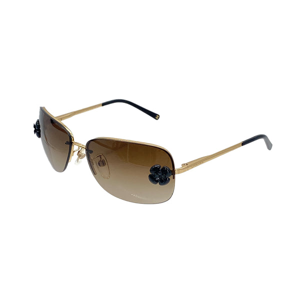 VINTAGE CHANEL CAMELLIA LOGO SUNGLASSES BROWN EYEWEAR 90328025