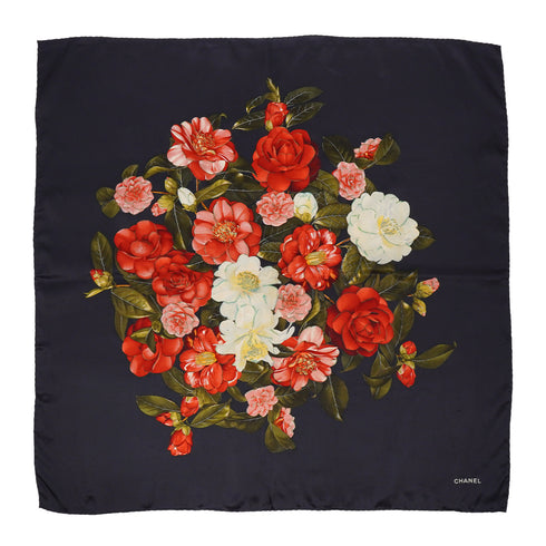 VINTAGE CHANEL CAMELLIA PATTERN SCARF MULTICOLOR SILK 90331872