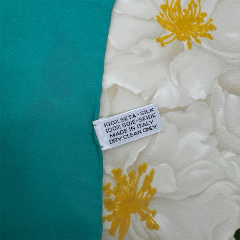 VINTAGE CHANEL CAMELLIA SCARF EMERALD GREEN SILK 90323162