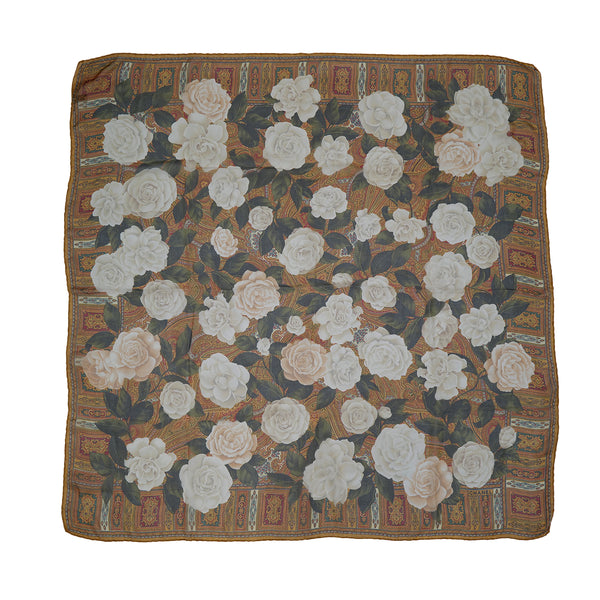 VINTAGE CHANEL CAMELLIA SCARF MULTICOLOR SILK 90313553