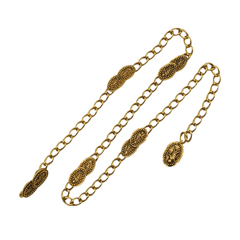 VINTAGE CHANEL CHAIN BELT ANTAEUS COIN GOLD ACCESSORY 90339688