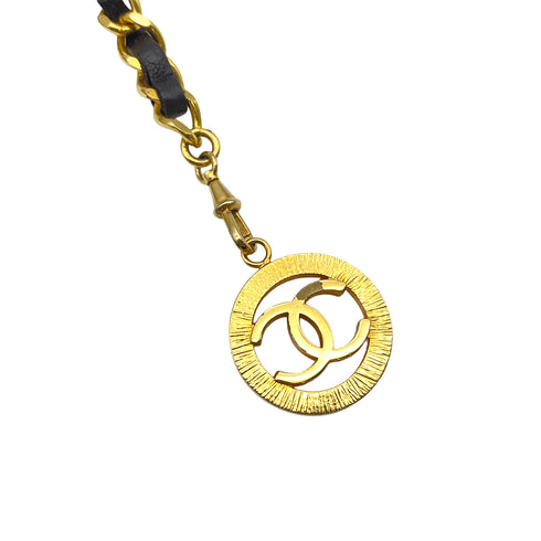 VINTAGE CHANEL CHAIN BELT COCOMARK DARK BROWN GOLD LEATHER ACCESSORY 90325271