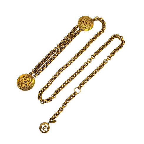 VINTAGE CHANEL CHAIN BELT COCOMARK GOLD ACCESSORY 28 90314391