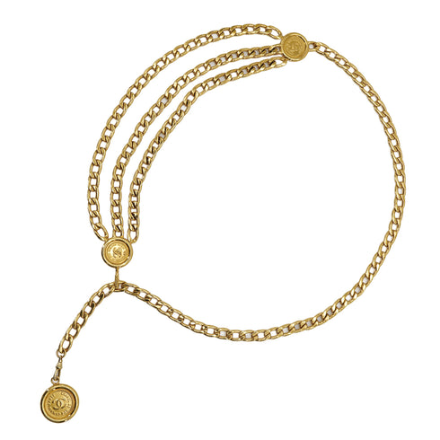 VINTAGE CHANEL CHAIN BELT COCOMARK GOLD ACCESSORY 90317785