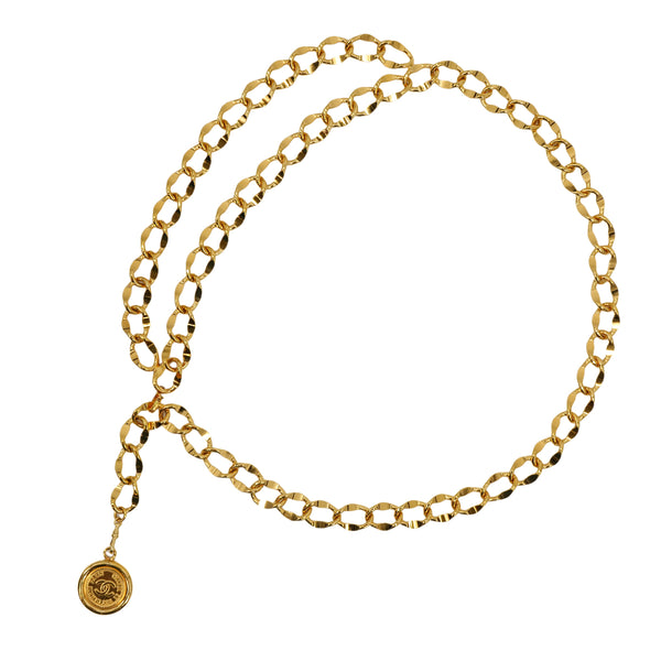 VINTAGE CHANEL CHAIN BELT COCOMARK GOLD ACCESSORY 90321105