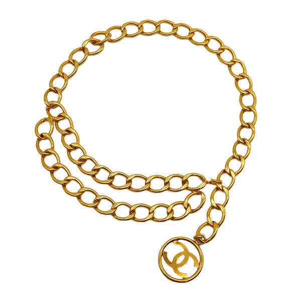VINTAGE CHANEL CHAIN BELT COCOMARK GOLD ACCESSORY 90333258