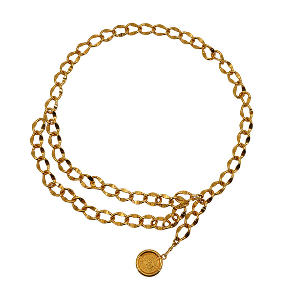 VINTAGE CHANEL CHAIN BELT COCOMARK GOLD ACCESSORY 90333712