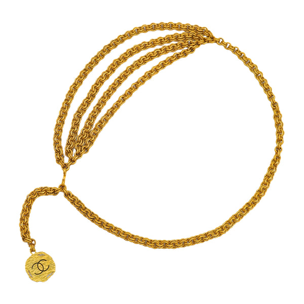 VINTAGE CHANEL CHAIN BELT COCOMARK GOLD ACCESSORY 94P 90335005