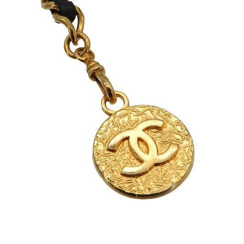 VINTAGE CHANEL CHAIN BELT COCOMARK GOLD BLACK LEATHER ACCESSORY 90339132