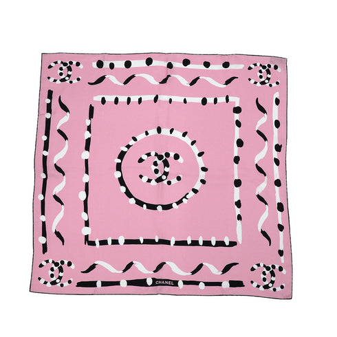 VINTAGE CHANEL CHAIN COCOMARK SCARF PINK SILK 90343247