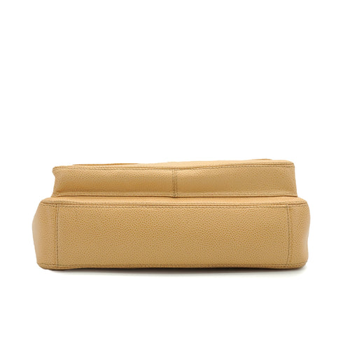 VINTAGE CHANEL CHAIN SHOULDER BAG BEIGE CAVIAR SKIN GOLD HARDWARE 90343933