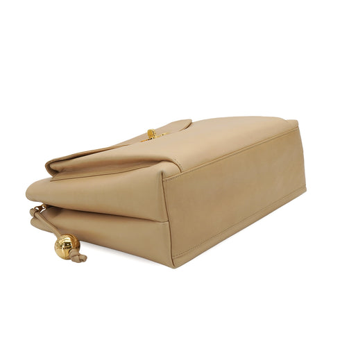 VINTAGE CHANEL CHAIN SHOULDER BAG BEIGE LAMB SKIN GOLD HARDWARE 90331862