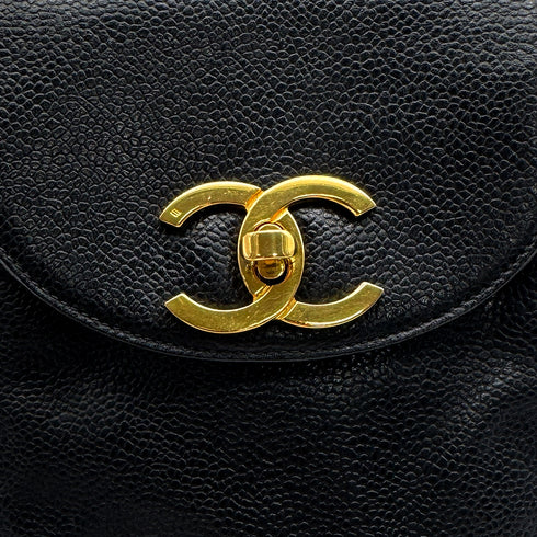 VINTAGE CHANEL CHAIN SHOULDER BAG BLACK CAVIAR SKIN GOLD HARDWARE 90329195