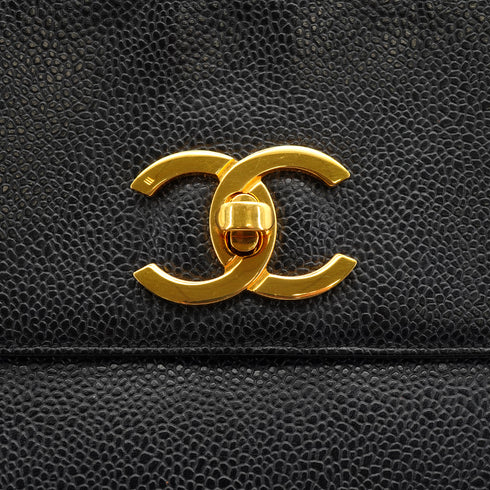 VINTAGE CHANEL CHAIN SHOULDER BAG BLACK CAVIAR SKIN GOLD HARDWARE 90332570