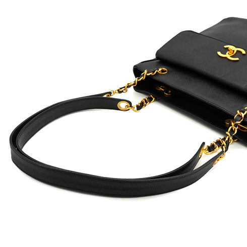 VINTAGE CHANEL CHAIN SHOULDER BAG BLACK CAVIAR SKIN GOLD HARDWARE 90333720