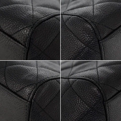 VINTAGE CHANEL CHAIN SHOULDER BAG BLACK CAVIAR SKIN SILVER HARDWARE 90335595