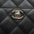 VINTAGE CHANEL CHAIN SHOULDER BAG BLACK CAVIAR SKIN SILVER HARDWARE 90335595
