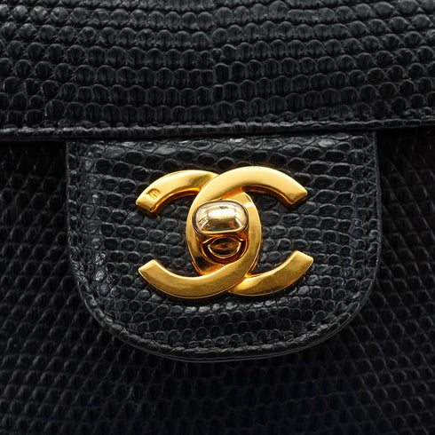 VINTAGE CHANEL CHAIN SHOULDER BAG BLACK LIZARD GOLD HARDWARE 90313859