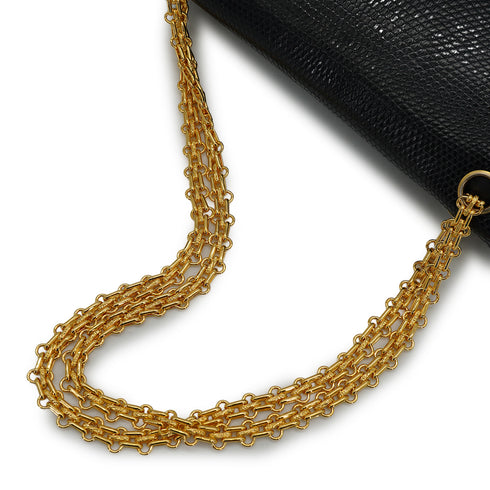VINTAGE CHANEL CHAIN SHOULDER BAG BLACK LIZARD GOLD HARDWARE 90313859