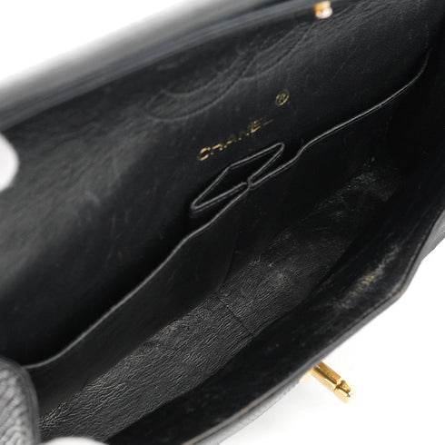 VINTAGE CHANEL CHAIN SHOULDER BAG BLACK LIZARD GOLD HARDWARE 90313859