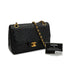 VINTAGE CHANEL CHAIN SHOULDER BAG BLACK OSTRICH GOLD HARDWARE 90344384