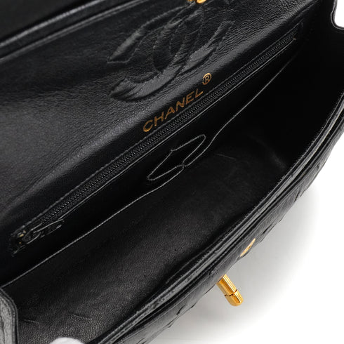 VINTAGE CHANEL CHAIN SHOULDER BAG BLACK OSTRICH GOLD HARDWARE 90344384