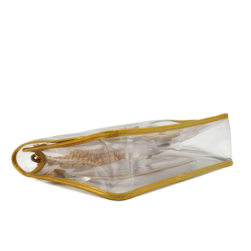 VINTAGE CHANEL CHAIN SHOULDER BAG GOLD CLEAR VINYL LEATHER GOLD HARDWARE 90343016